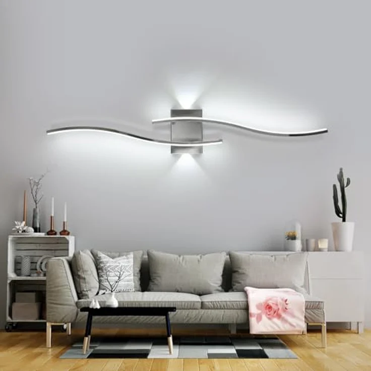 Goeco LED Wandleuchte Innen Dimmbar 89CM 29W Lange Wandlampe Flurlampe mit Fernbedienung 3000K-6500K Chrom Wandbeleuchtung LED mit Memory-Funktion für Wohnzimmer Schlafzimmer Küche – Bild 6