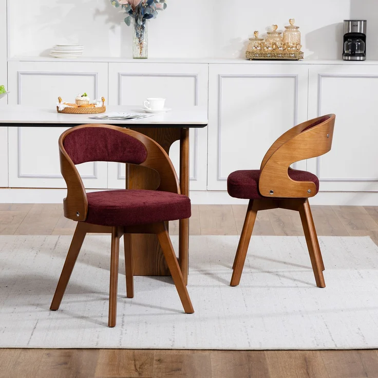 LVHOM Esszimmerstuhl 360° drehbar, 2er Set, Polsterstuhl aus Leinen und Massivholz, Küchenstuhl gepolstert, ergonomischer Schalenstuhl mit Armlehne, bis 150 kg – Bild 8