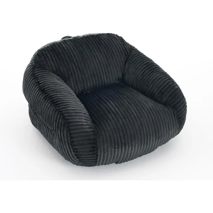 DESVIAE Sitzsack 116 x 110 x 61 cm Dunkelgrau aus Cord – Schaumstofffüllung, montagefrei – Bild 7