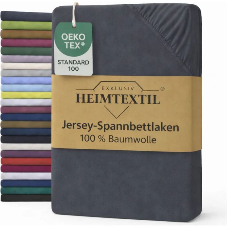 EXKLUSIV HEIMTEXTIL Jersey Spannbettlaken Premium 70 x 140 cm Anthrazit 100% Baumwolle Öko - Tex Zertifiziert Bed-Sheet Bettlaken Spannbetttuch Topper Leinentuch – Bild 1
