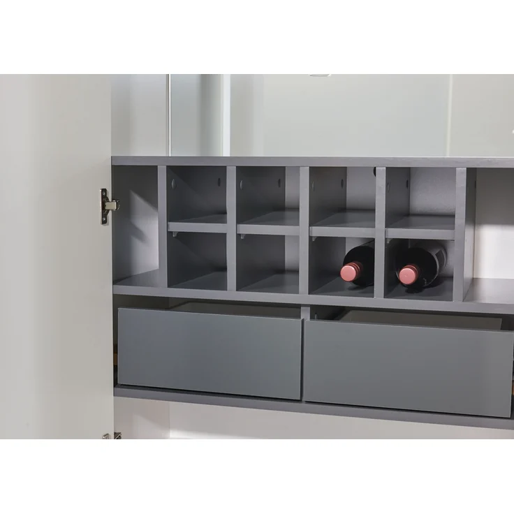 Barschrank >Bar 3< 10 Fächer, Halterung für Weingläser, Weiß matt - 79x156x38cm (B/H/T) – Bild 9