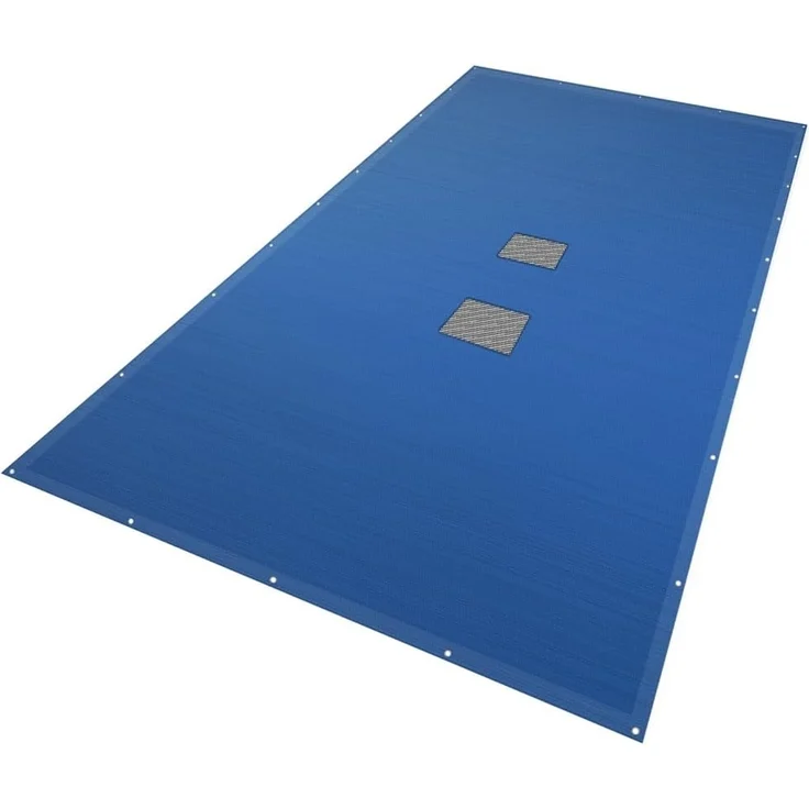 VOUNOT Poolabdeckung rechteckig, Pool Abdeckplane aus Polyethylen 160 g/m² mit Abflussnetz, Doppelte Poolplane Wasserdicht Schimmelresistent Reißfest mit Aluminiumösen 4X9m – Bild 1