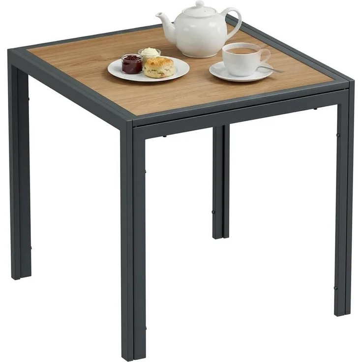 TLGREEN Gartentisch 75×75×72 cm, DPC Balkontisch, (Quadratischer Terrassentisch mit Metallgestell), Rutschfester Esstisch Outdoor für Kleinen Balkon