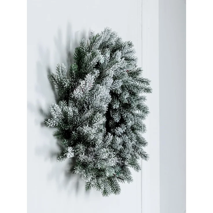 EveXmas Altair Premium Weihnachtskranz Grün-Weiß 45 cm beschneit, künstlicher Türkranz mit Schneeflock, 68 Zweige, 408 PE-Spritzguss-Triebe, 100% PE – Bild 3