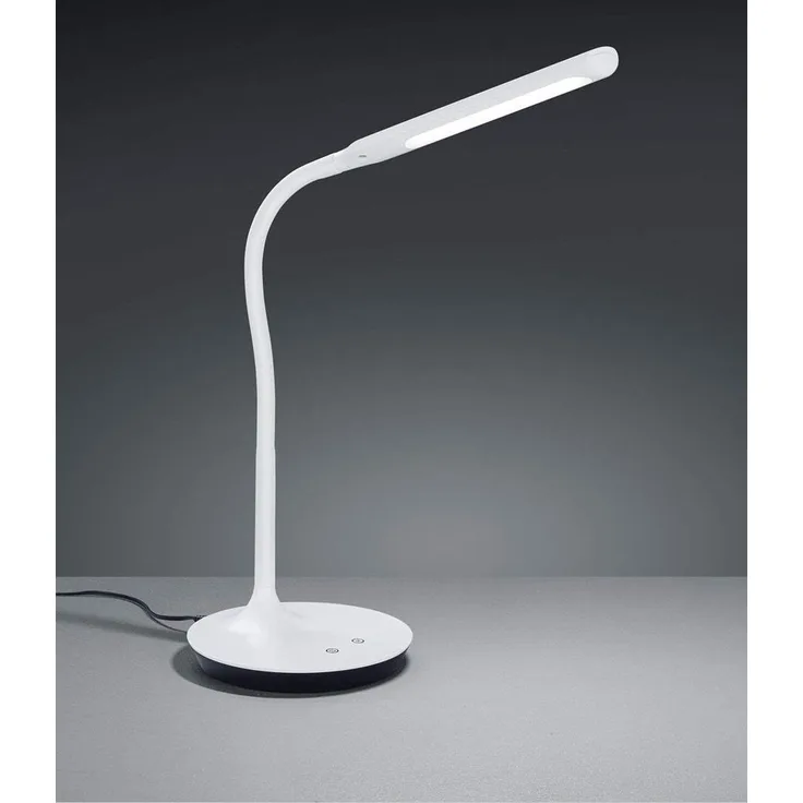 LED Schreibtischleuchte POLO Weiß matt dimmbar 41cm hoch mit Flexgelenk