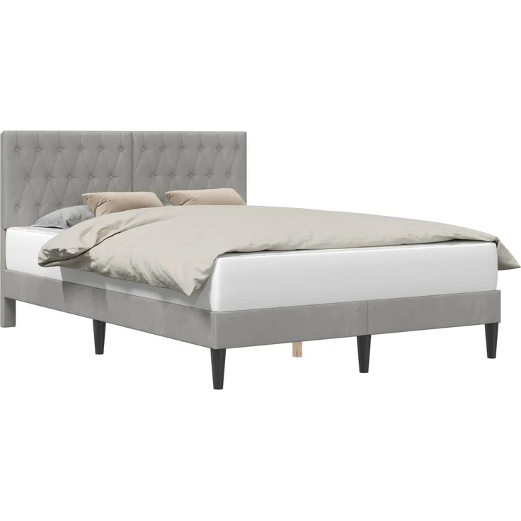 vidaXL Bettrahmen mit Kopfteil Hellgrau 140 x 190 cm Samt 42027661 – Bild 2