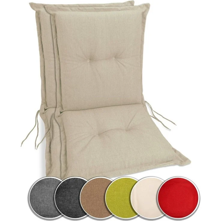 sunnypillow Stuhlkissen 2 Stück Gartenstuhlauflagen Niedriglehner 100 x 50 x 9 cm, UV-Lichtecht Stuhlauflage Stuhlkissen, Cremefarben – Bild 5