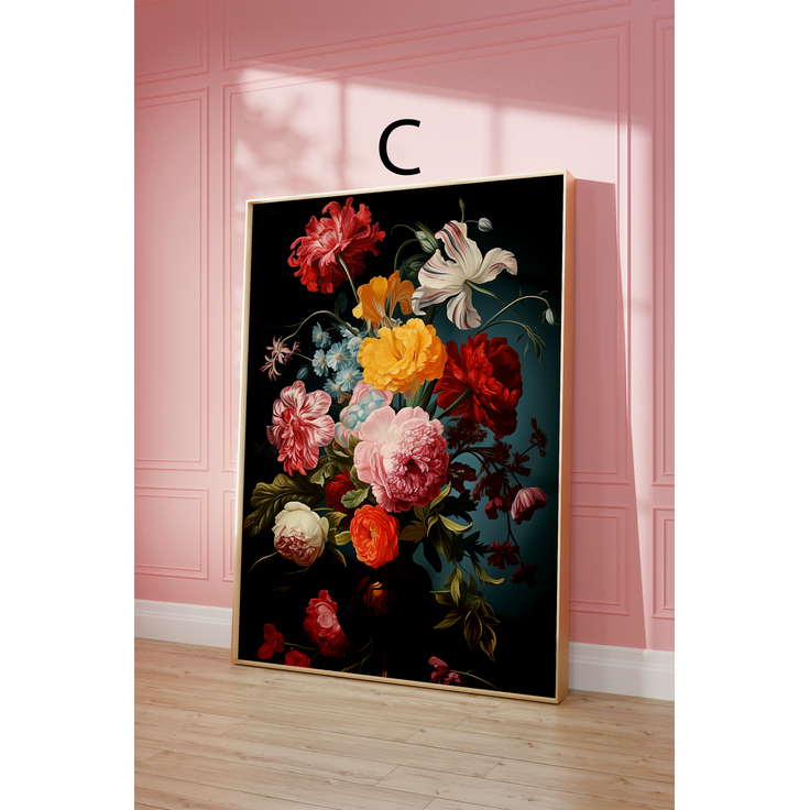 Moderne Kunst Poster · Geschenkidee · Elegante Blumenvase und Florale Wandkunst · Dekoprint ohne Rahmen - C / 50 x 70 cm