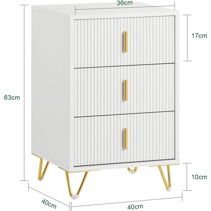 SoBuy FBT115-L-W Nachttisch, MDF, Melamin, Weiß, 40 x 63 x 36 cm – Bild 3