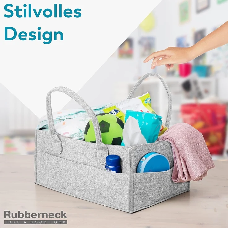 RUBBERNECK Premium Filz Wickeltasche M dunkelgrau Tasche Baby Uni Organizer – Bild 3