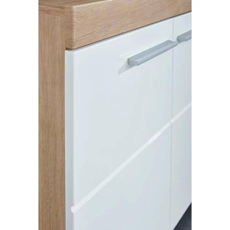 Trendteam 'Amanda' Waschbeckenunterschrank, Hochglanz, 56 x 34 x 60 cm, Weiß / Eiche – Bild 9