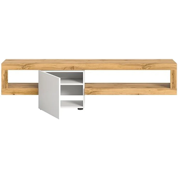 Xonox Lowboard, Weiß, Holzwerkstoff mit Push-to-Open-Technologie, 190x51x30 cm, ideal für Wohnzimmer – Bild 5