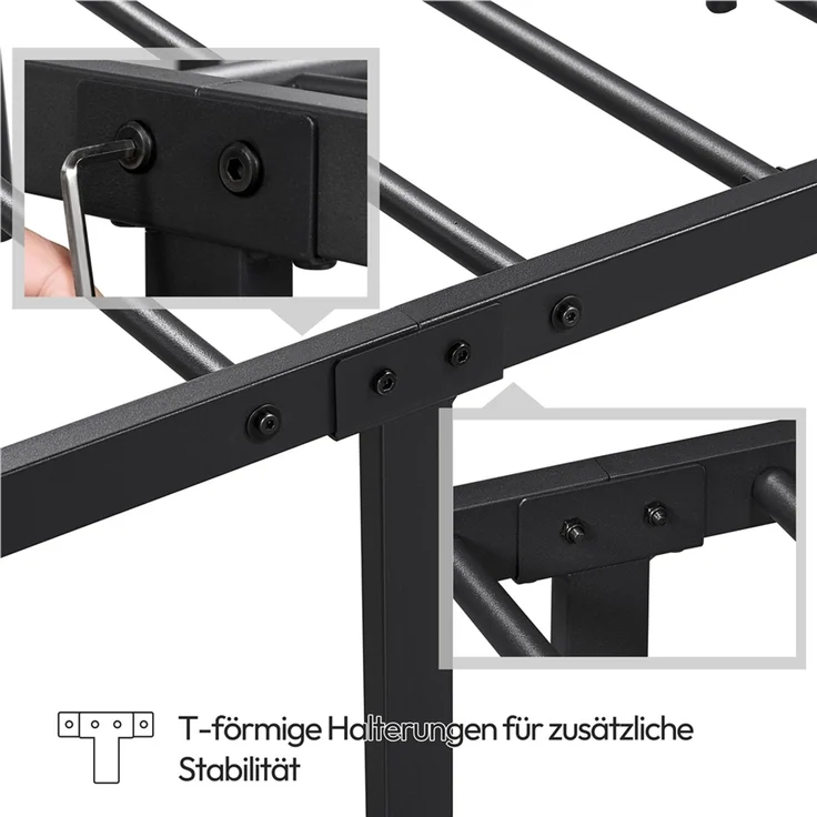 Yaheetech Bettgestell Metallbett mit Lattenrost, mit Kopfteil, 90x200cm – Bild 7