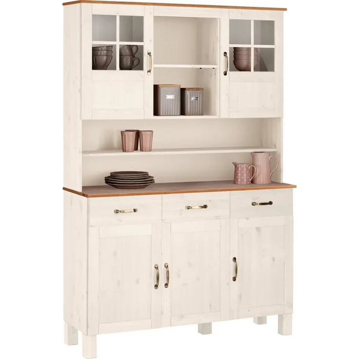 Home affaire Küchenbuffet Alby Breite 125 cm, 2 Glastüren, 2 Schubladen