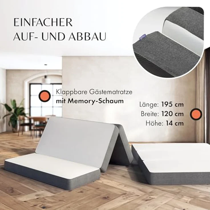 Klappmatratze Gästematratze Klappbar Mittel Hart H3 - Test SEHR GUT, DYNMC you, (Gästebett klappbar - Faltmatratze, Bodenmatratze) – Bild 3