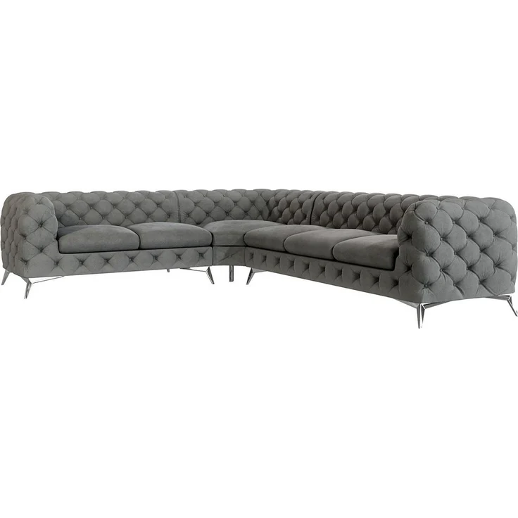 S-Style Möbel Ecksofa Chesterfield Kalina mit Silber Metall Füßen, Die Eckeinheit kann entweder rechts- oder linkshändig sein, mit Wellenfederung – Bild 1