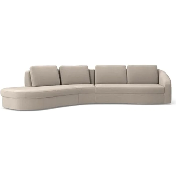 Cavadore Ecksofa Jawa / Bodennahe Eckcouch mit Sofa 2,5-sitzig und Trapezecke halbrund (60 Grad) / 366 x 88 x 230 / Mikrofaser, Perlbeige – Bild 6
