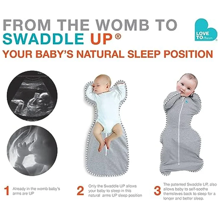 Love To Dream Pucksack Lite, Baby Erstausstattung Neugeboren (2,2-3,8kg), ideal für warme Temperaturen 24-27°C, Arme hoch Position, zweiweg-Reißverschluss für einfaches Windelwechseln, Schlafsack – Bild 8