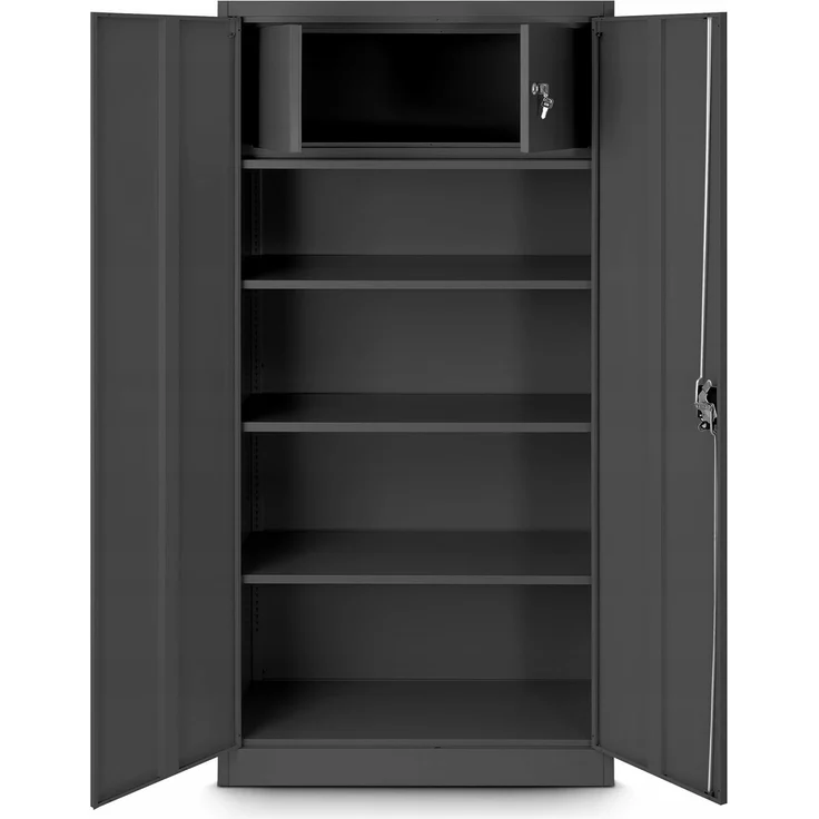Jan Nowak by Domator24 Aktenschrank mit Geheimfach C001D Metallschrank Büroschrank Stahlblech Pulverbeschichtung 185 x 90 x 45 cm (Anthrazit)