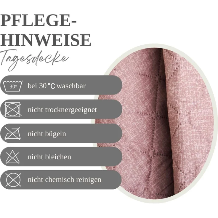Tagesdecke 220 x 240 cm - Bett- & Sofaüberwurf mit Steppung, pflegeleicht & atmungsaktiv - Rosa – Bild 8