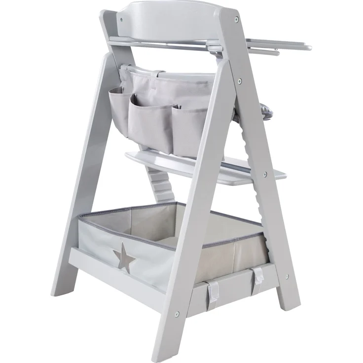 roba Organiser Set für Hochstühle mit Stern Motiv - Passend für alle Sit Up & Born Up Babyhochstühle - Box & Tasche zum Einhängen - Befestigung mit Klettverschluss - Grau – Bild 2