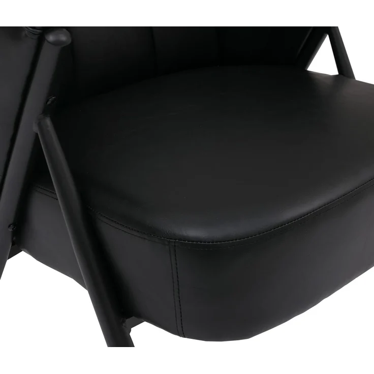 Sessel HWC-P30, Polster-/Cocktail-/Clubsessel Lounge Chair Vintage Retro Industrial Metall Kunstleder ~ schwarz – Bild 8