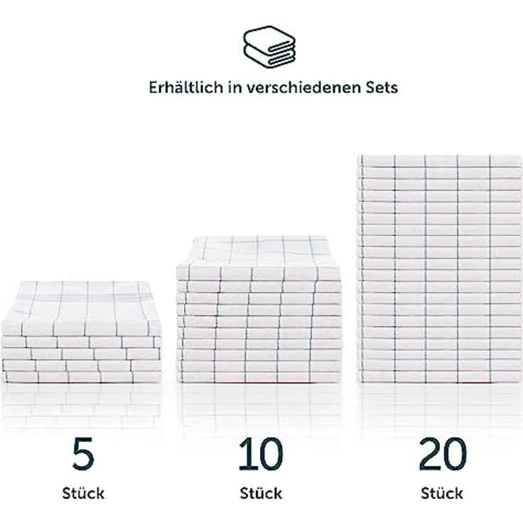 Blumtal Geschirrtuch Hochwertige im praktischen Set, (Set, 10-tlg, Set bestehend aus 5, 10 oder 20), in der Größe 50x70 cm, 100% Baumwolle – Bild 5