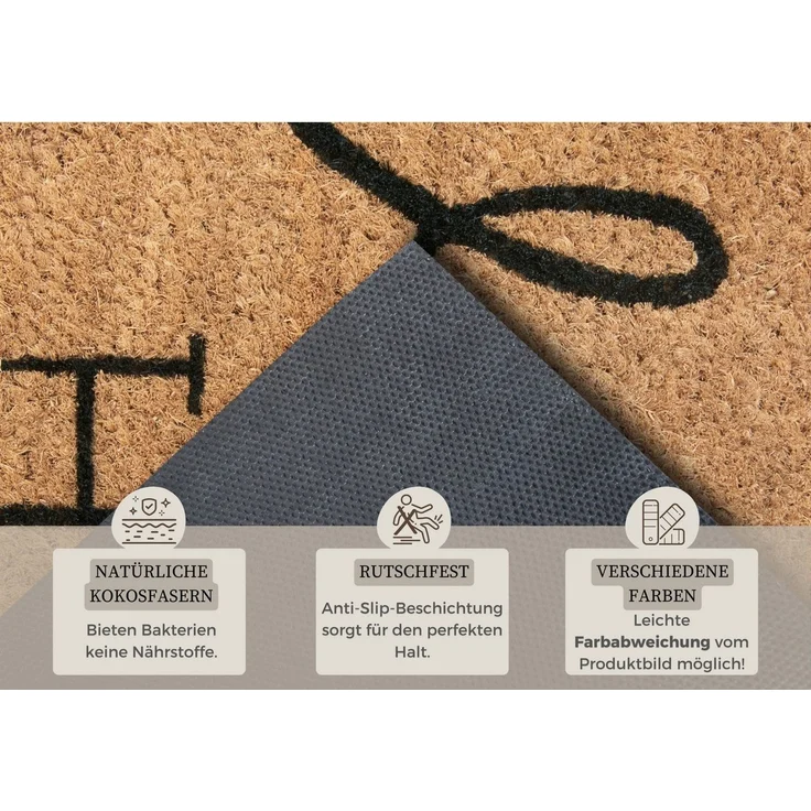 HANSE Home Fußmatte Mix Mats Kokos Welcome Home, Türmatte, rechteckig, Höhe: 15 mm, Kokos, Schmutzfangmatte, Outdoor, Rutschfest, Innen, Kokosmatte, Flur – Bild 3