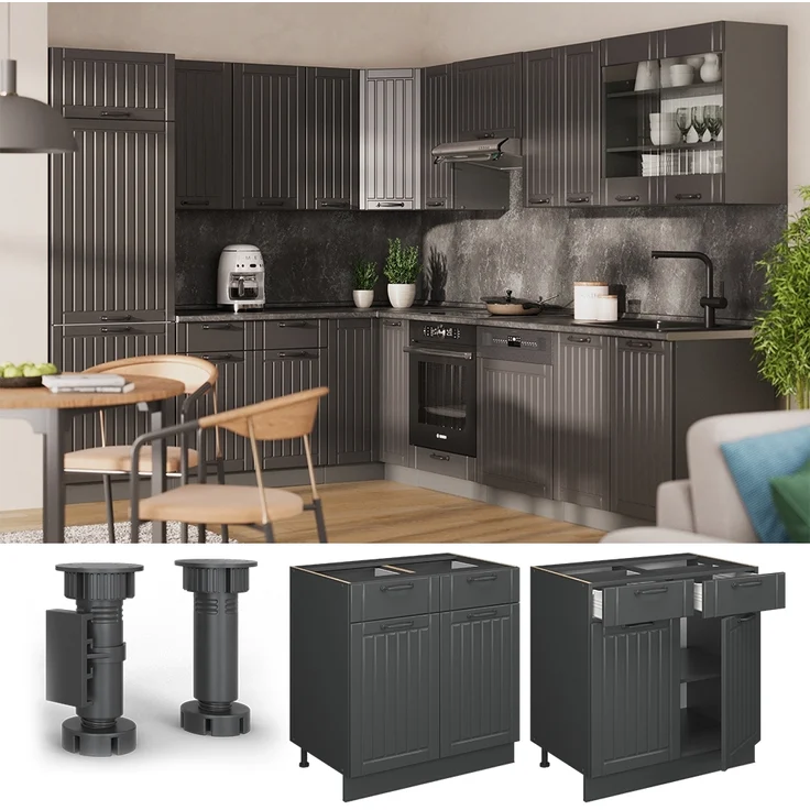 Küchenunterschrank Fame-Line Dunkelgrau 80 cm , AP Marmor Vicco – Bild 4