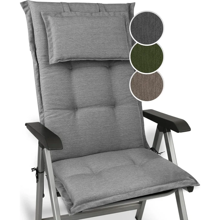 Beautissu HighLux HL Hochlehner Auflage 120 x 50 x 7 cm Hellgrau