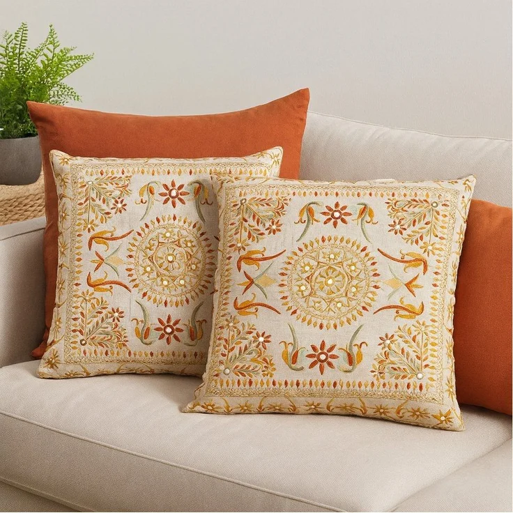 Marrakesch Orient & Mediterran Interior Zierkissen Handgefertigter Kissenbezug Lodge Braun 50x50 cm, Boho Vintage Deko, (1 St) – Bild 1