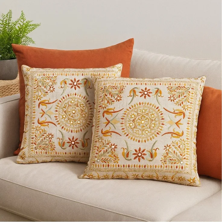 Marrakesch Orient & Mediterran Interior Zierkissen Handgefertigter Kissenbezug Lodge Braun 50x50 cm, Boho Vintage Deko, (1 St)