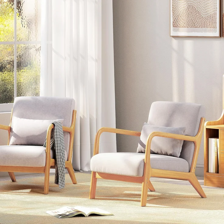HOMCOM Relaxsessel mit Armlehne, Lendenkissen (Polstersessel, 1-St, Loungesessel), für Schlafzimmer, Wohnzimmer, Grau – Bild 8