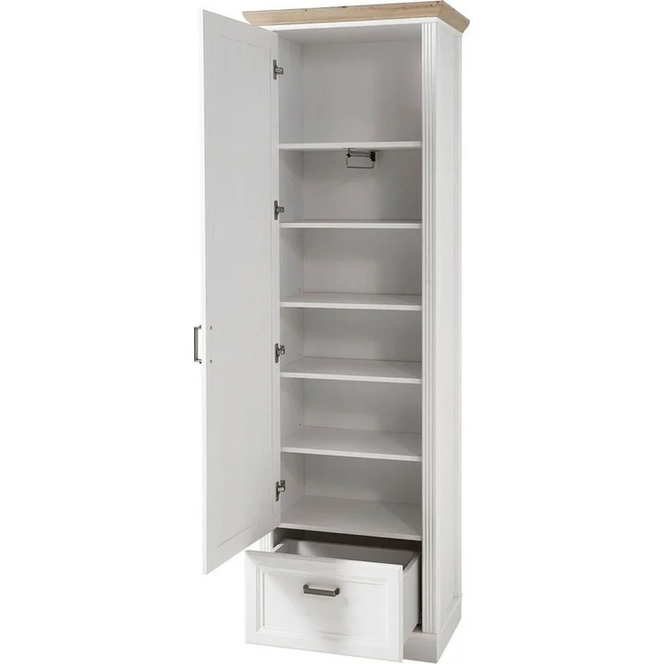 Garderobenschrank Jena / Jasmin, Holzwerkstoff, Weiß, Verspiegelt, 65 x 204 x 41 cm – Bild 3