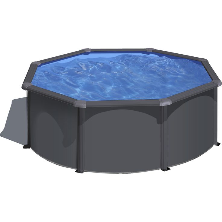 GRE Stahlwandpool-Set 'Anthracite' Ø 300 × 120 cm, komplett mit Sandfilteranlage, Sicherheitsleiter und PVC-Auskleidung mit UV-Schutz