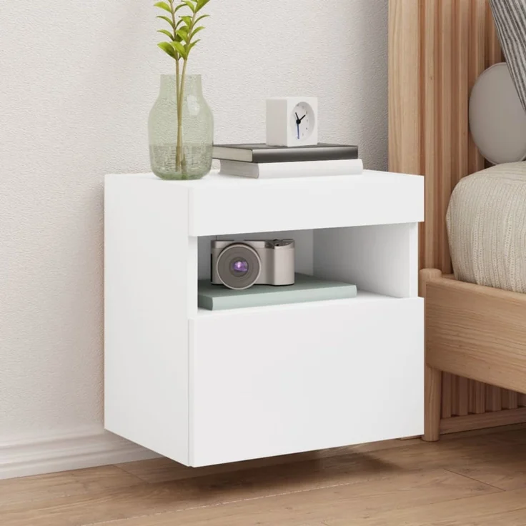 TV-Wandschrank, Fernsehschrank mit LED-Leuchten Weiß 40x30x40 cm – Bild 1