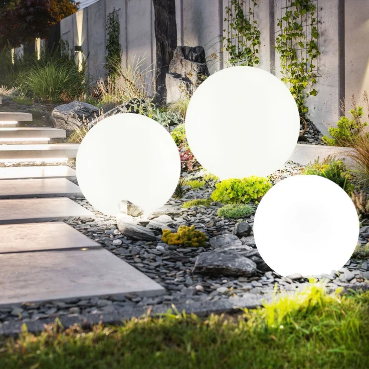 3x LED Solarleuchte, Kugel, Erdspieß, Akku, IP44 – Bild 2