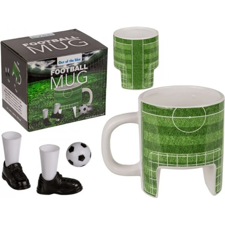Kaffeetasse Fußballplatz ca. 12 x 9 cm mit Zubehör Fußball Tasse aus Steingut – Bild 4