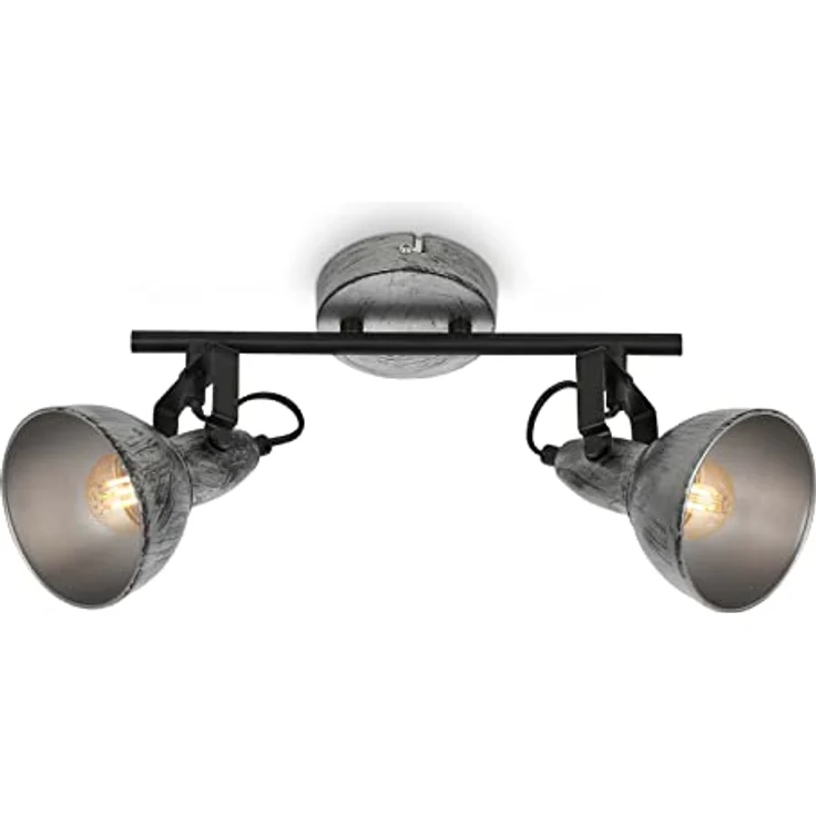 BRILONER - Deckenlampe Vintage schwenkbar, E14 Fassung, max. 40 Watt, Deckenleuchte, Lampe, Wohnzimmerlampe, Schlafzimmerlampe, Küchenlampe, Deckenstrahler, 30,5 x 10 x 18 cm, Antik-Silber – Bild 2