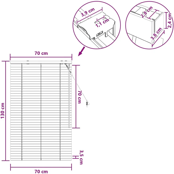 vidaXL Venezianische Jalousie Eichenoptik 70 x 130 cm 35 mm 42015310 – Bild 9
