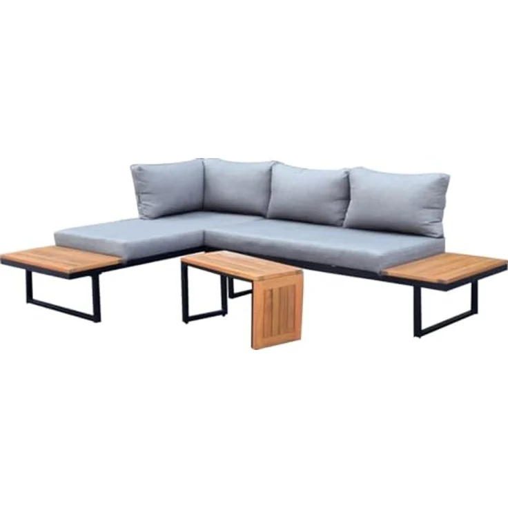 Primaster Gartenmöbel-Set Vulcano Holz/Aluminium Ecksofa Sitzgruppe Lounge Set – Bild 4