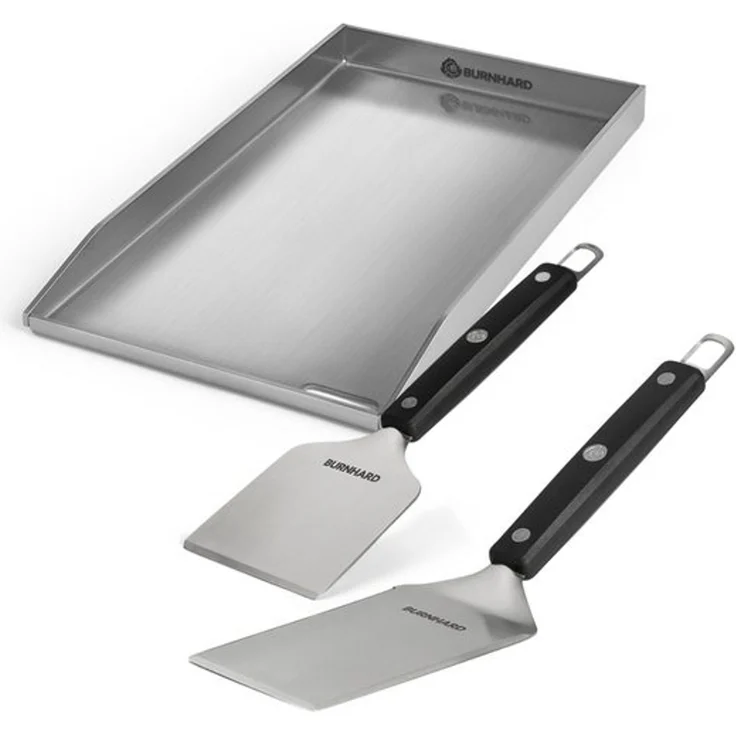 BURNHARD® Edelstahl Plancha Set Fred 41,5 x 23,5 cm mit 2-tlg - Multi-Color - #946146 – Bild 1