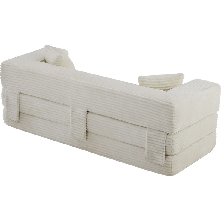 ZUBALIYA Schlafsofa, mit Schlaffunktion, H 60 × T 200 × B 76 cm, Weiß, Schaumstoff – Bild 17
