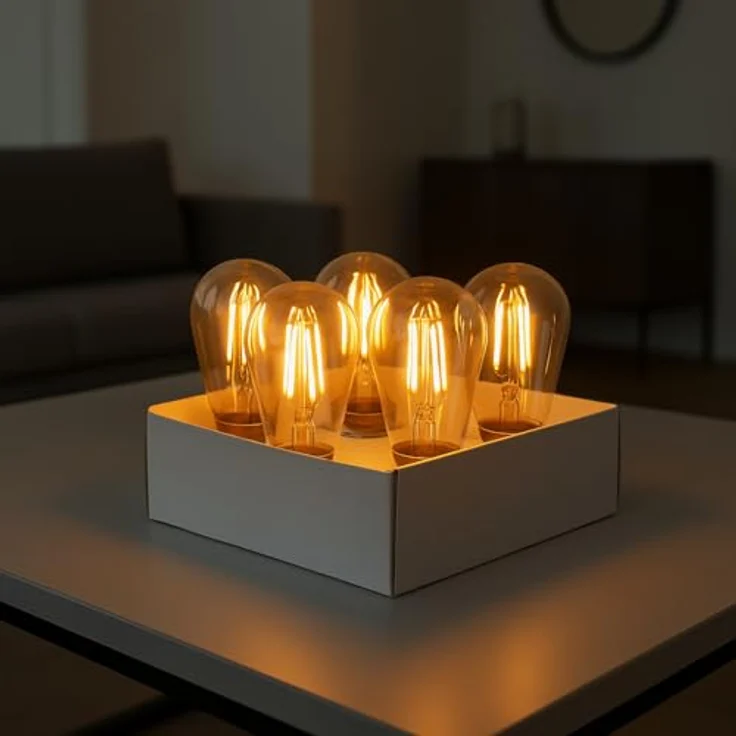 Lumisky LED-Leuchtmittel E27, warmweiß, Filament, Vintage, 9 cm, 5 Stück für Party-Lichterkette – Bild 2