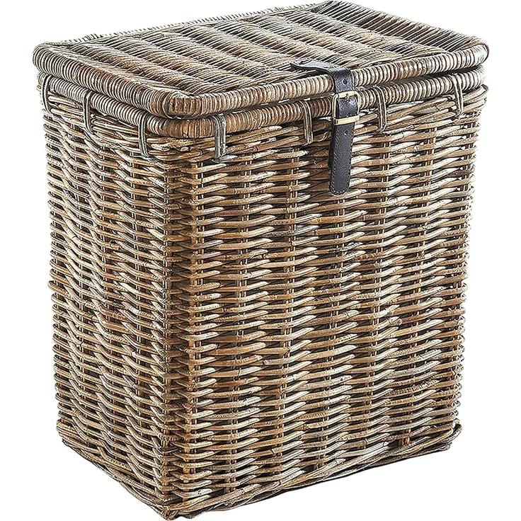 Kobolo Wäschekorb Wäschebehälter eckig Rattan Kubu-Grey 50x38x56 cm – Bild 1