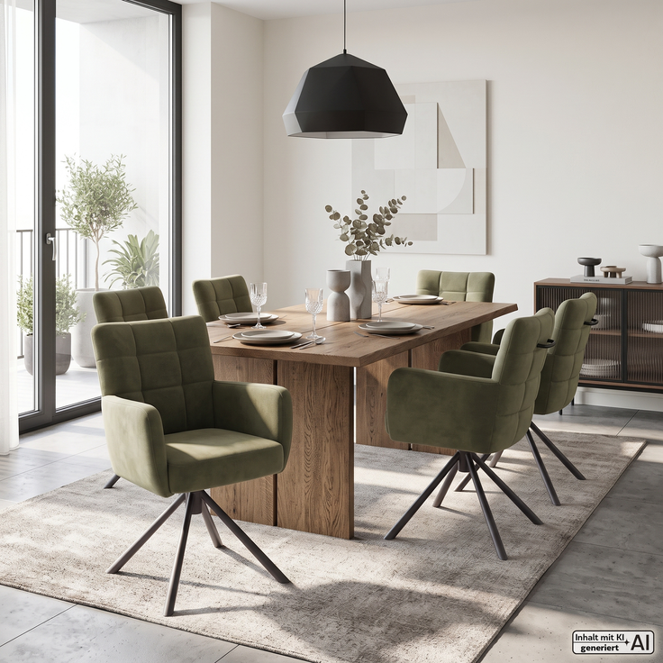 Wohn Schick WINSTON Armlehnenstuhl, olive,Gestell: Mattschwarz lackiertLuxus-Komfortsitz, 360° drehbar, - H 88 cm x T 66 cm x B 62 cm – Bild 8