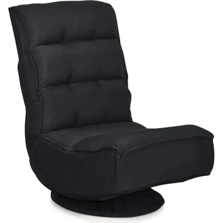 FANTASK Bodenstuhl 360°drehbar, Bodensessel mit 5-Fach Verstellbarer Rückenlehne, Game Sessel gepolstert, Bodensofa Meditationsstuhl bis 150kg belastbar, Lazy Sofa (Schwarz)