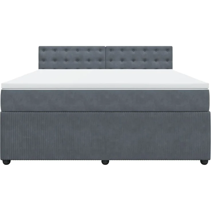 vidaXL Boxspringbett mit Matratze Dunkelgrau 180x200 cm Samt 3290119 – Bild 6