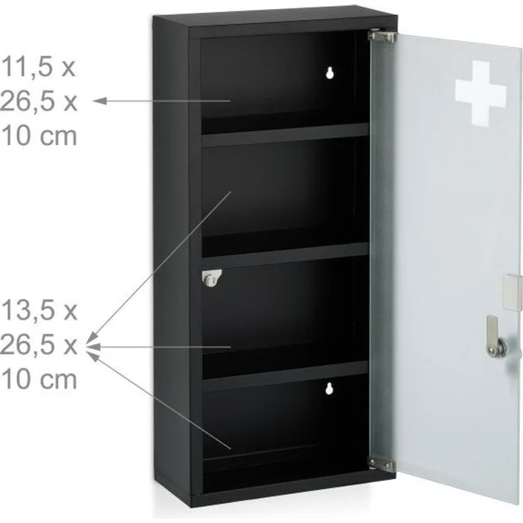 Schwarzer Medizinschrank mit Glastür 10050023 – Bild 5