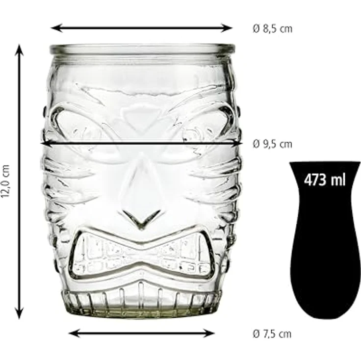 LIBBEY Cocktailglas Libbey Trinkglas, 12er Set -TIKI- von polynesischer Kunst inspiriert, 12-tlg, Glas, 473 ml, hochwertig verarbeitet, im charakteristischen Design – Bild 4